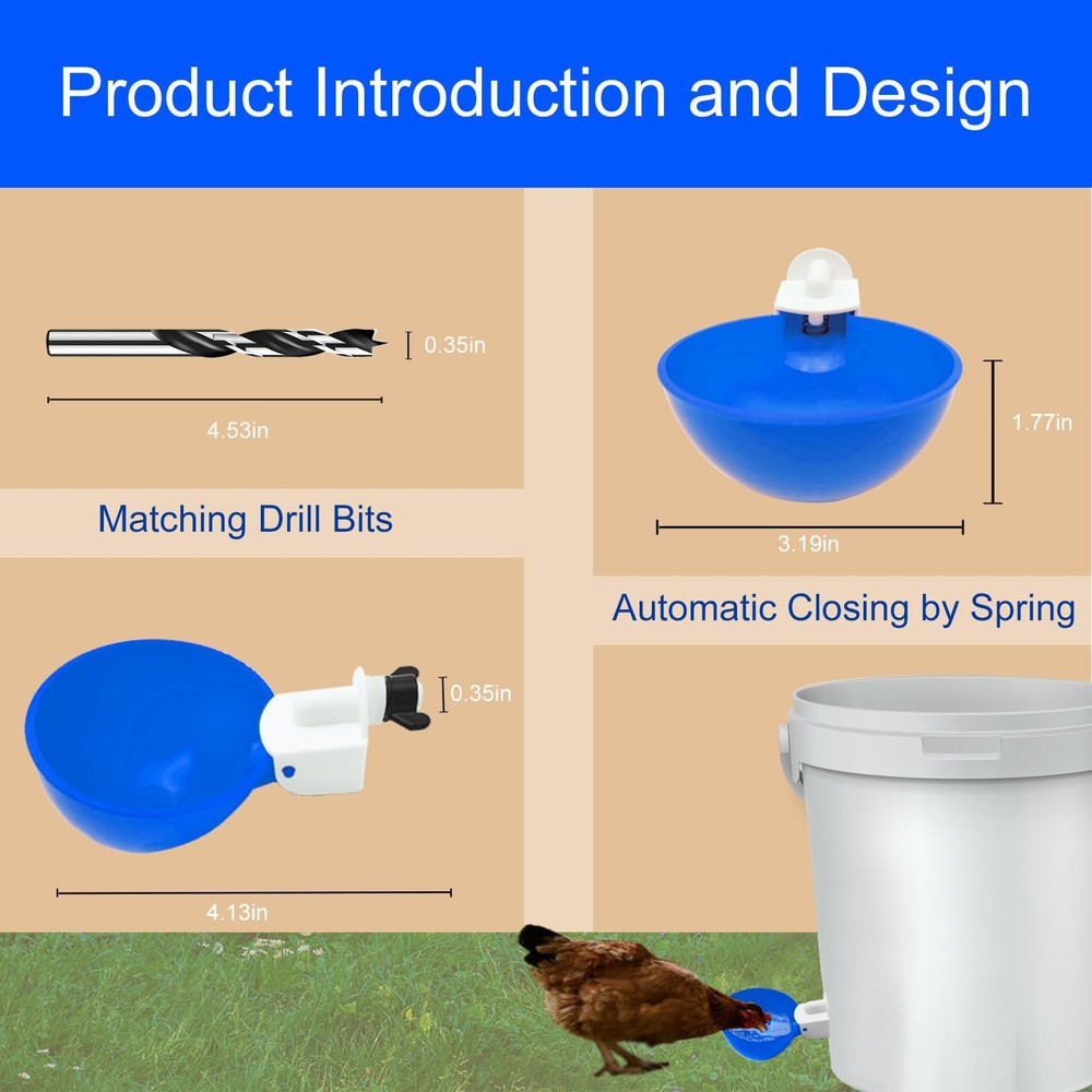 Aopchry 8 Pack Automatic Chicken Waterer, Blue Water 8-Pack,