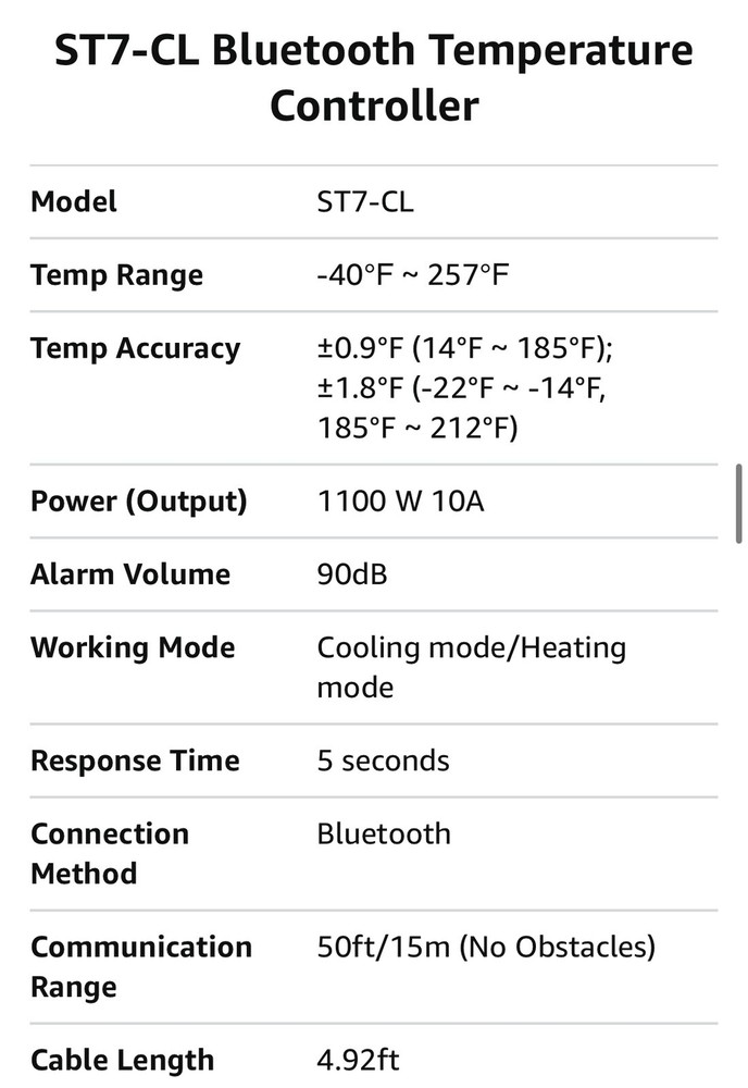 Mocreo ST7-CL Temperature Controller Reptile Thermostat Outlet, Bluetooth/ Alarm
