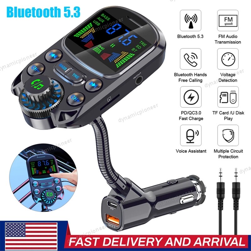 Car Bluetooth FM Transmitter Wireless MP3 Player PD USB Fast Car Charger Adapter