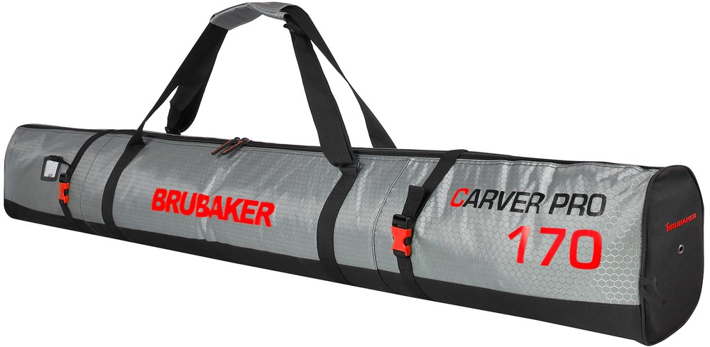 BRUBAKER Ski Bag Combo Tec Pro - Boot Bag and Ski Bag - Silver/Red