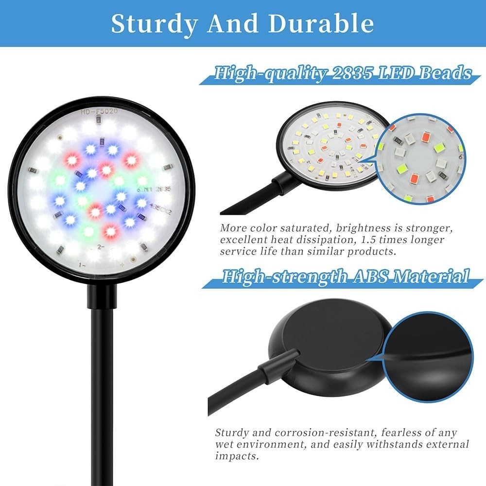 Compact 2.7' Mini LED Aquarium Light with Dimmable Features & Waterproof Design