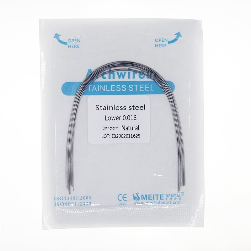 100Pcs Dental Orthodontic Stainless Steel Round/Rectangular Wire Natural Form