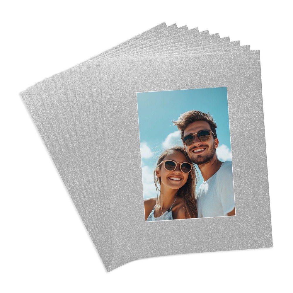 10Pcs Picture Mats, 8x10 Frame Mattes with Backing, Silver