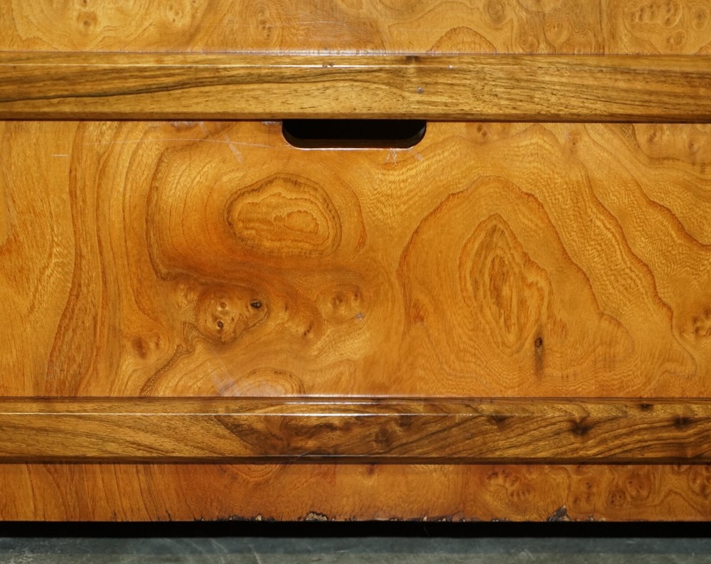 EXTRA LARGE BURR WALNUT SOLID CHEST TRUNK WITH HIDDEN BOTTOM STORAGE MUST SEE