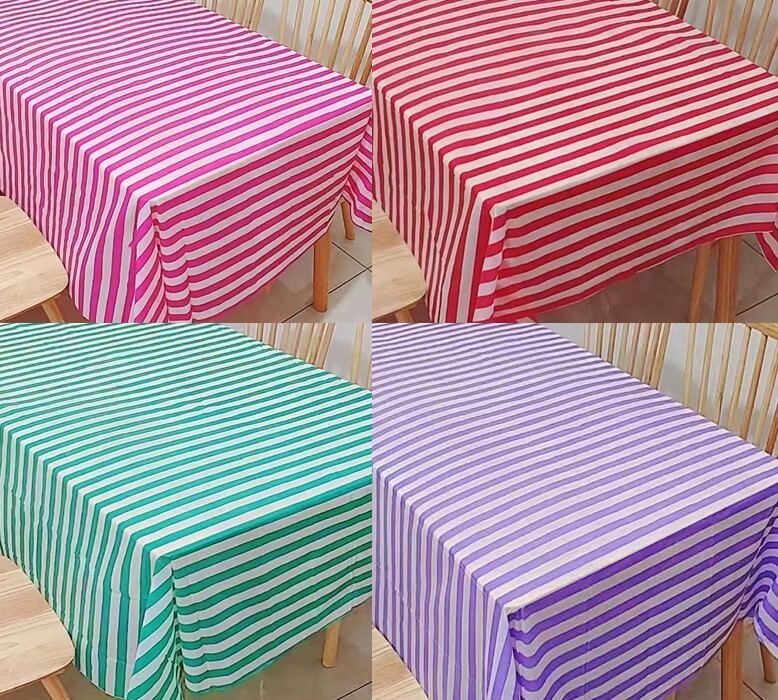 Reusable Plastic Striped Tablecloth Tablecover 137*274cm