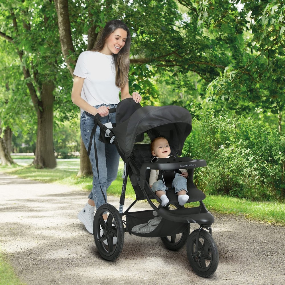 Delta Children Apollo Jogging Stroller - Shock Absorbing Frame with Large Can...
