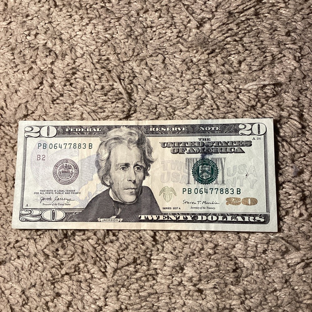 20 Dollar Bill Error, 20$ Ink Error 2017 PB06477883