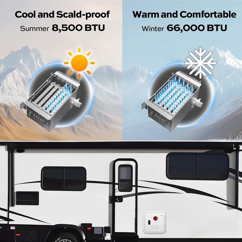 FOGATTI 66,000 BTU RV Tankless Water Heater InstaShower 9 Pro/Ultra w/15*15 Door