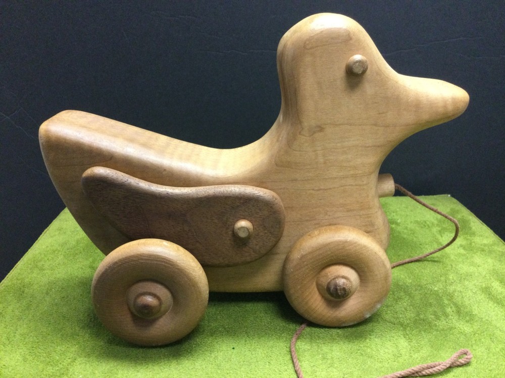 🌺Vintage Natural Wood DUCK PULL TOY Excellent!🌺