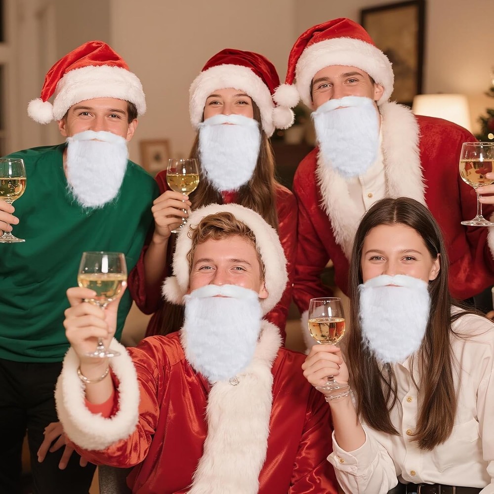 Festive 6-Pack Realistic Santa Beards for Holiday Cheer