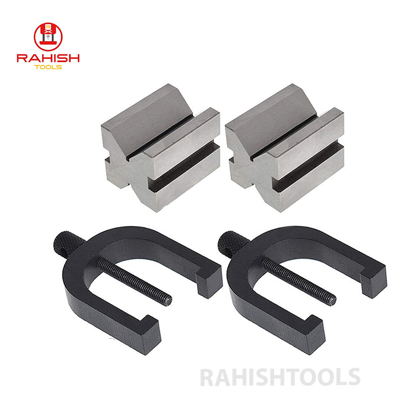 Precision Engineers All Steel V Blocks Clamp Set Vee Block Matched Pair