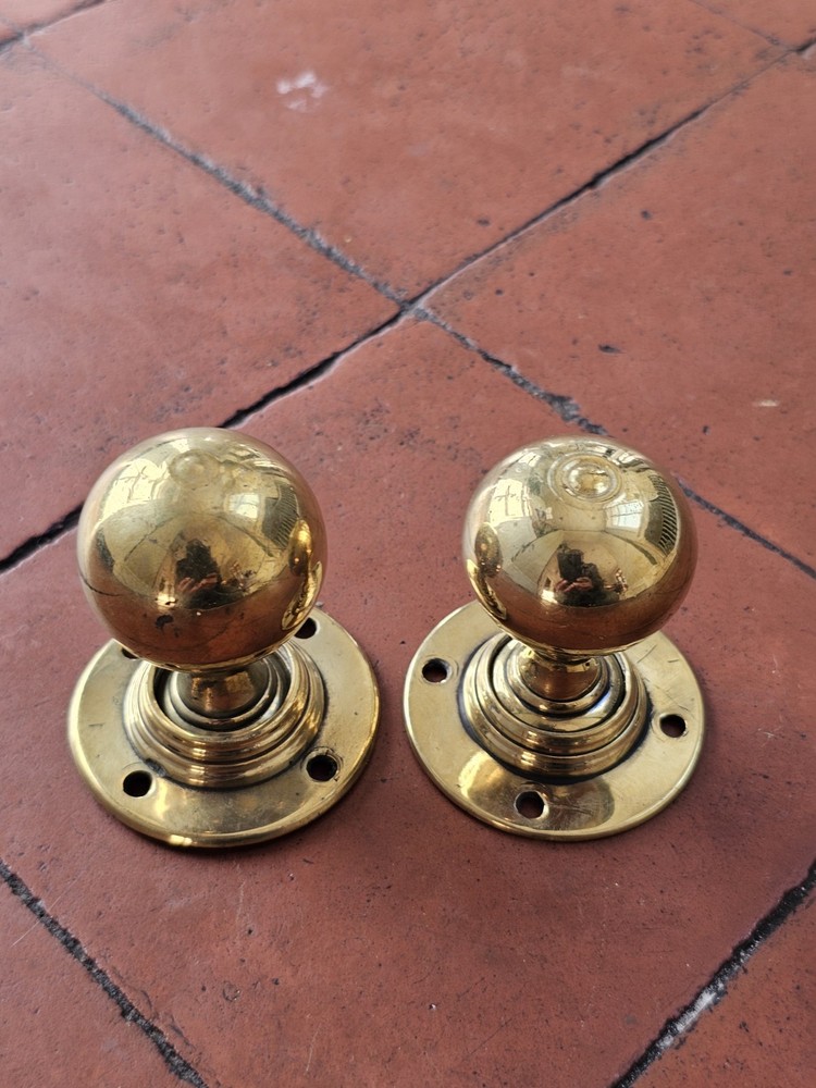 Antique original brass door knobs