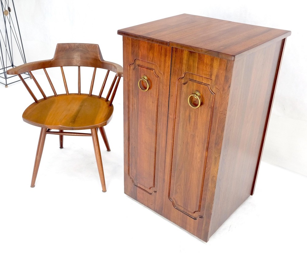 Solid Cherry & Brass Wooton Style Folding Box Shape Bar Liquor Cabinet Wheels