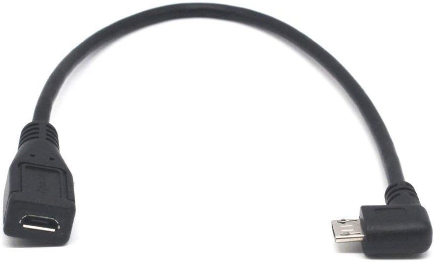 Micro USB Left Angle,Micro Extension Cable, 90 Degree Micro-B Male Black