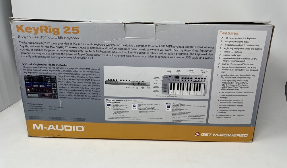 M-AUDIO KEYRIG 25 EASY TO USE 25 NOTE USB KEYBOARD Pre-owned