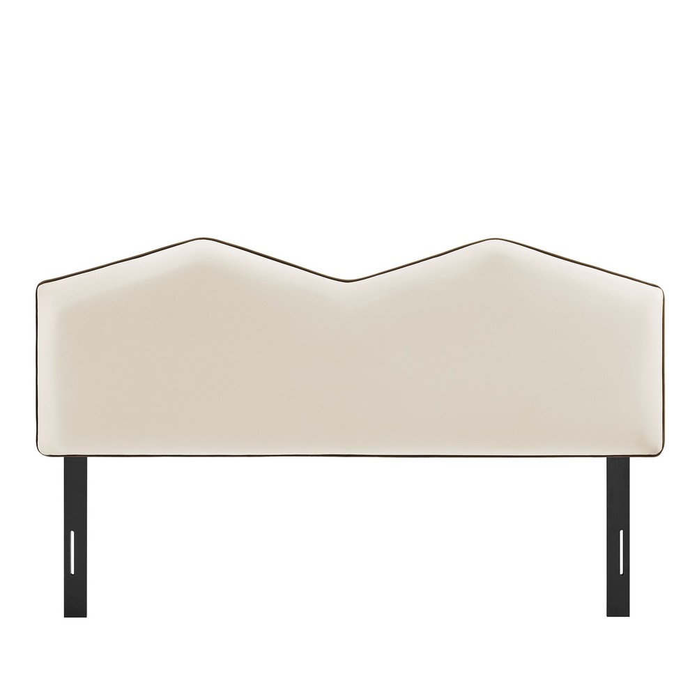 Cosette Performance Velvet Queen Size Headboard in Alabaster