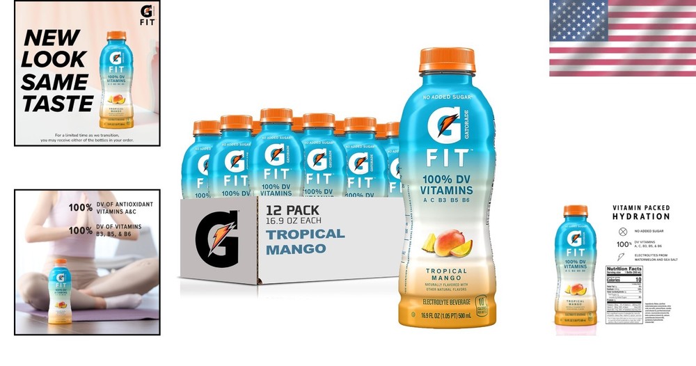 Fit Electrolyte Beverage 12 Pack, Tropical Mango – Healthy, Real Hydration