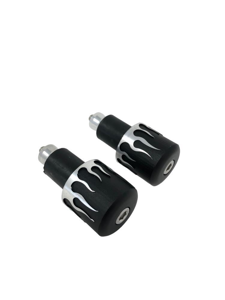 Highway Hawk Handlebar End Caps for 25.40mm (1'') Handlebars Matte Black with Flames