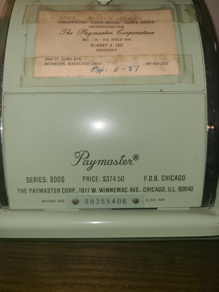 Vintage Paymaster Series MINT Check Writer Machine