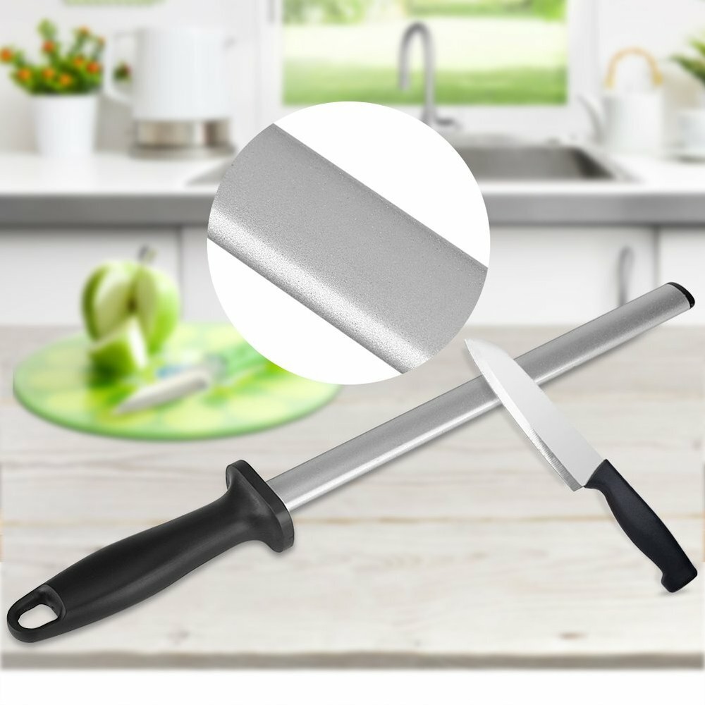 New 12" Diamond Knife Sharpener Rod Kitchen Sharpening Tool With Handle