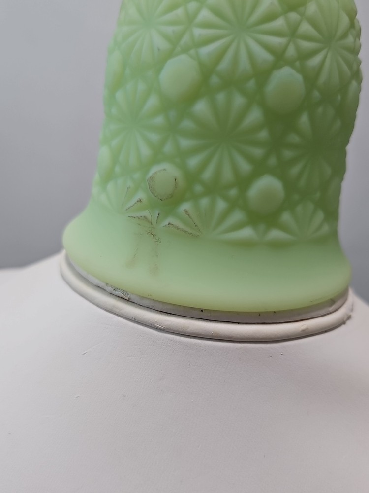 Fenton Uranium Satin Glass Bell Daisy Button Pattern Glows Under Blacklight