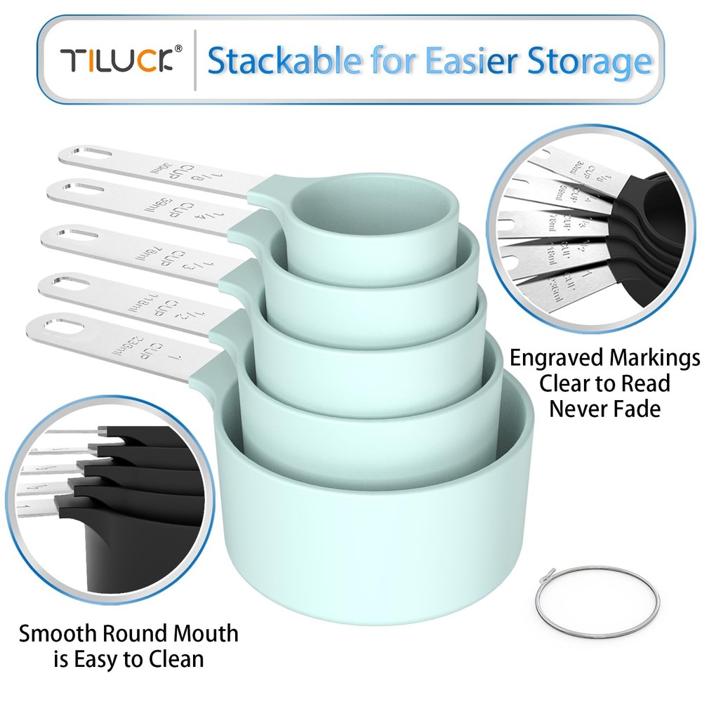 Measuring Cups & Spoons Set, Stackable Cups and Spoons, Nesting Measure Cups ...