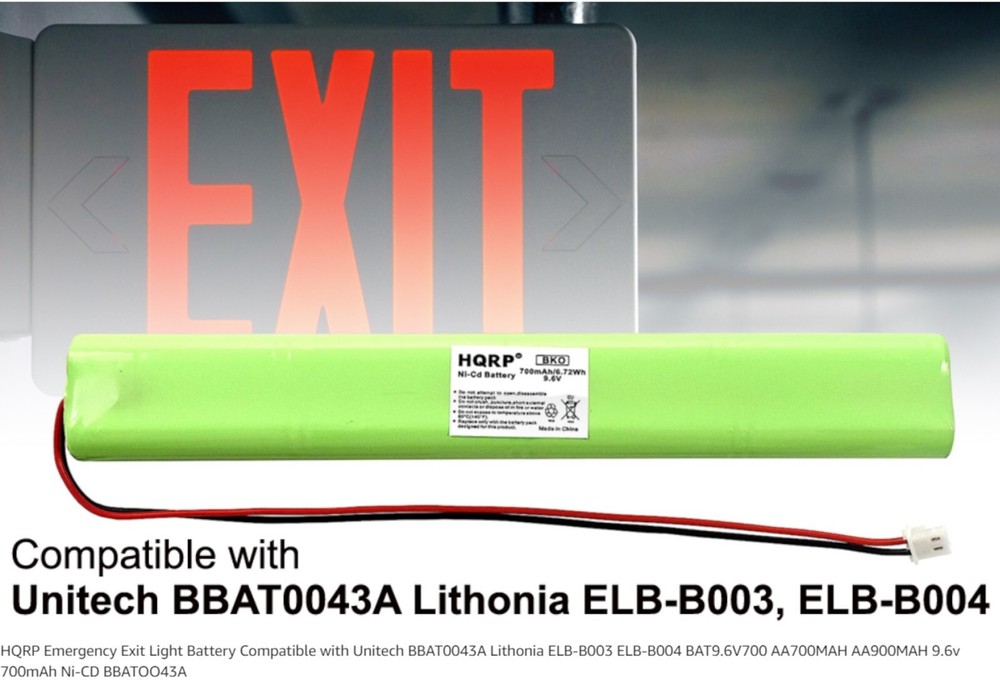 5-Pack HQRP Emergency Exit Light Battery for Unitech BBAT0043A Replacement