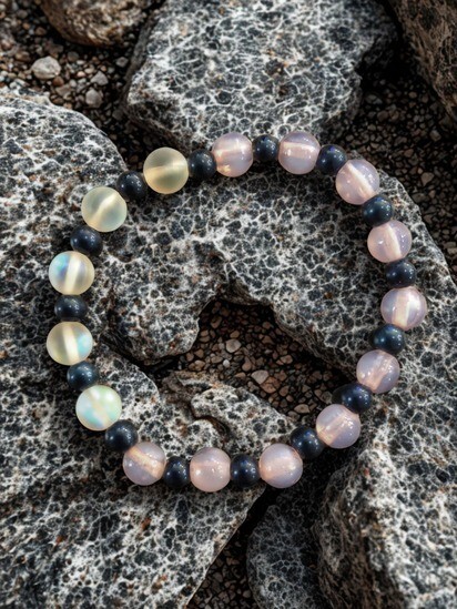 Beaded Stretch Bracelet Handmade Boho Design