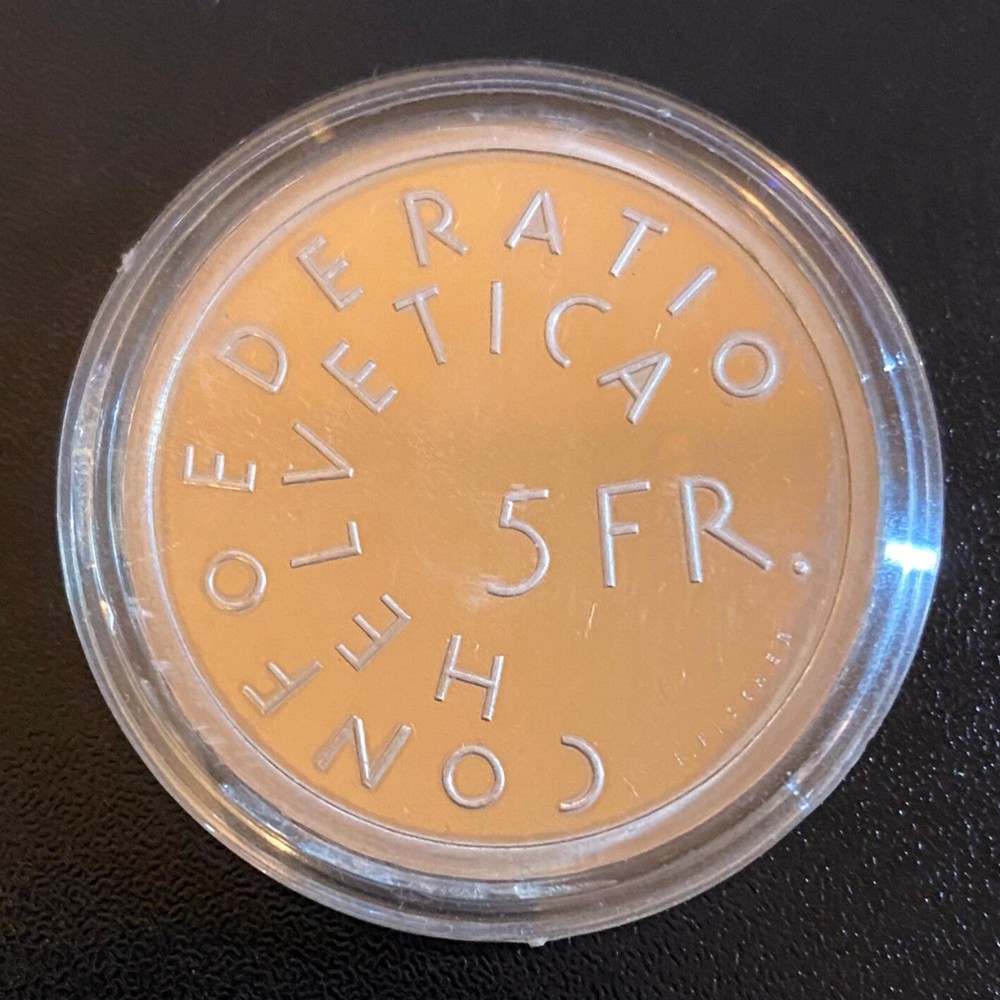 Switzerland. 1975 proof 5Fr. In luxury presentation case