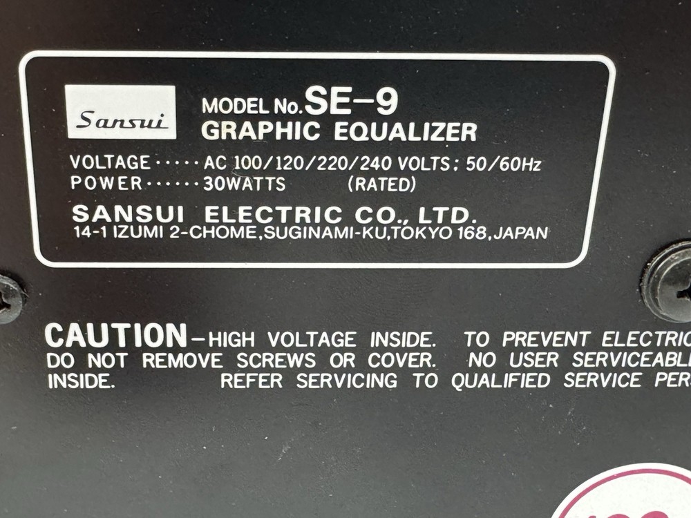 Sansui SE-9 Stereo Graphic Compu-Equalizer Black