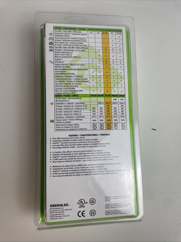 Greenlee CM-960 AC/DC True RMS Clamp Meter, 600A