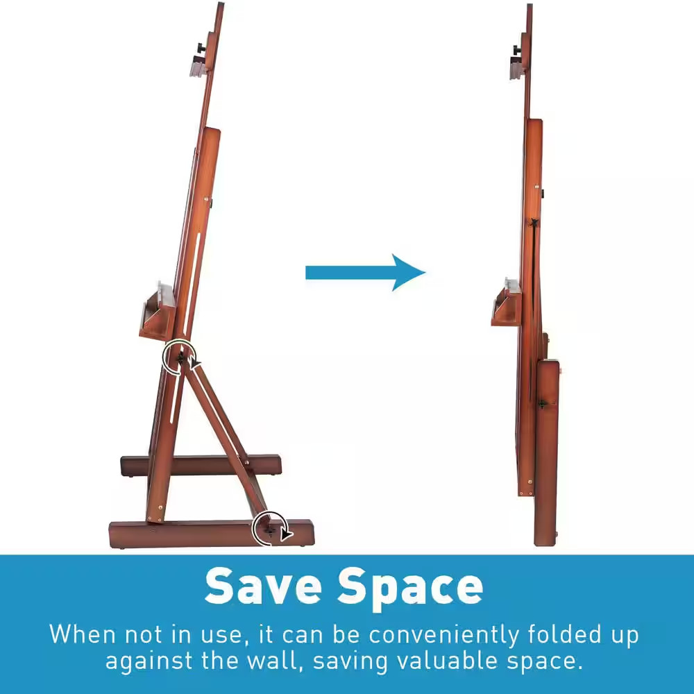 H-Frame Studio Easel Adjustable Solid Beechwood Artist Easel with Storage Drawer