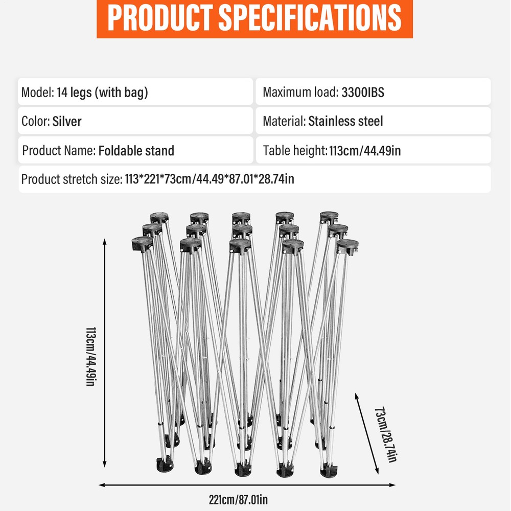 44'' Portable Workbench Collapsible Heavy Duty Folding Work Table Base