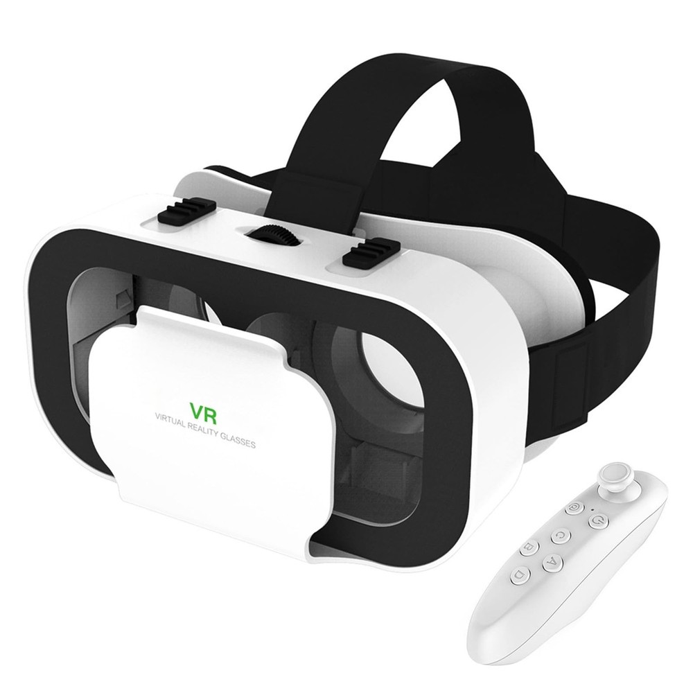 3D VR Headset with Controller - Adjustable Virtual Reality Goggles for 4.7-6.5"