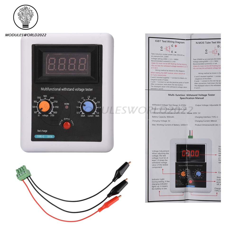 Multifunction Transistor Tester MOSFET IGBT Diode LED Meter Regulated 0-3700V