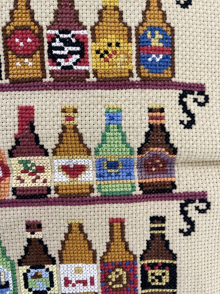 completed finished cross stitch Various drinks 12''x 24'' Gift