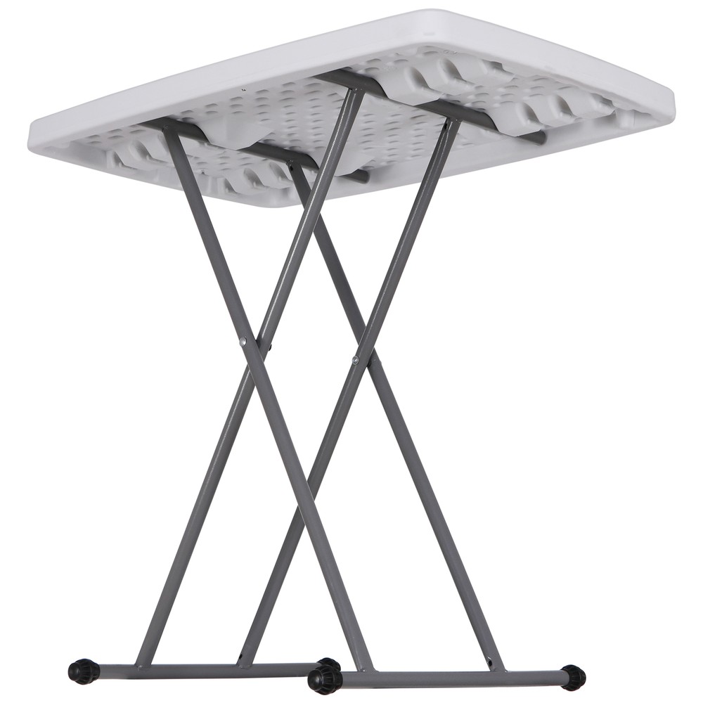 30"Plastic Rectangular Adjustable Folding Table TV Tray for Dining Camping Whit