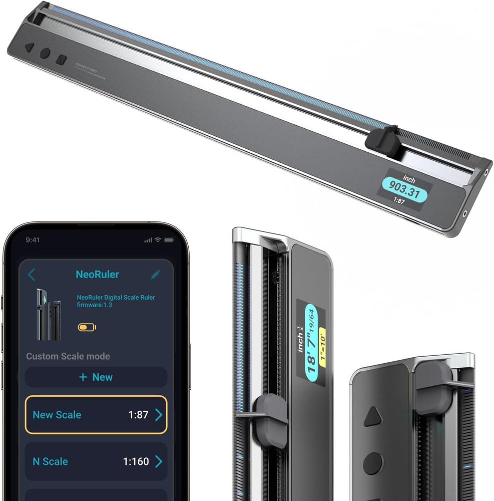 Neoruler 12" Digital Scale Ruler with Custom Scales & High Accuracy