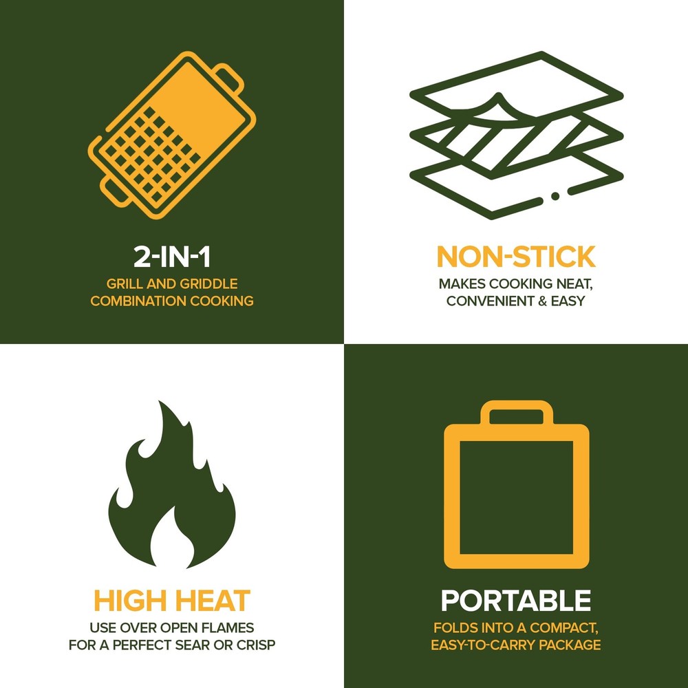 Foldable Carbon Steel Campfire Grill Portable Grate Griddle Fire Pit BBQ