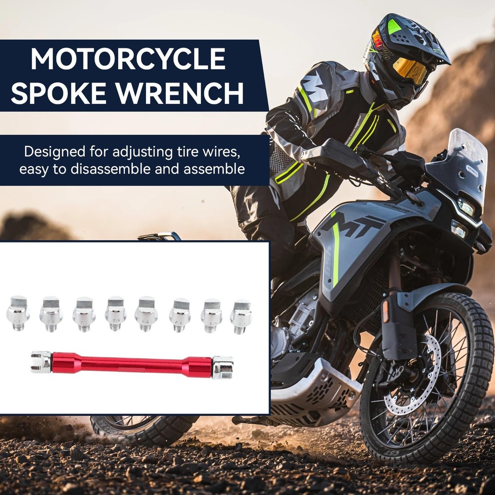 Motorcycle Spoke Wrench Torque Spanner Set Universal 10 Size Interchangeable