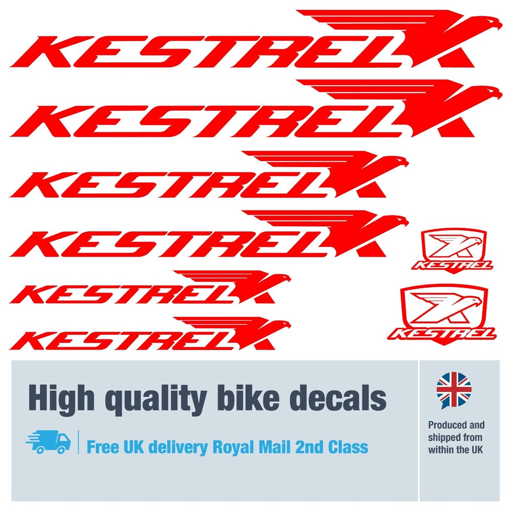 Kestrel solid bike labels / decals , 5+ years external quality (23 pack)