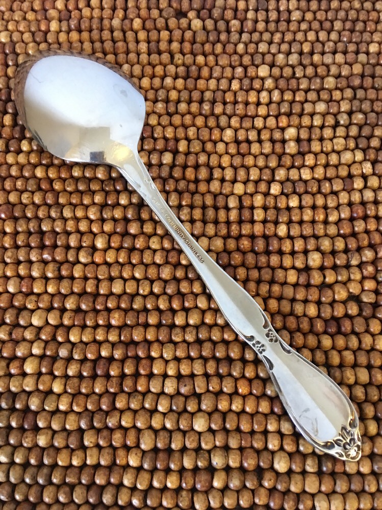 Oneida CHATELAINE Serving Table Spoon Glossy Stainless Floral Scroll 8.25"