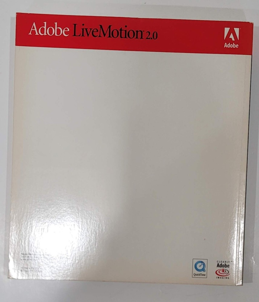 Adobe LiveMotion 2.0 Software Windows-Mac W/Serial # & User Guide & Scripting
