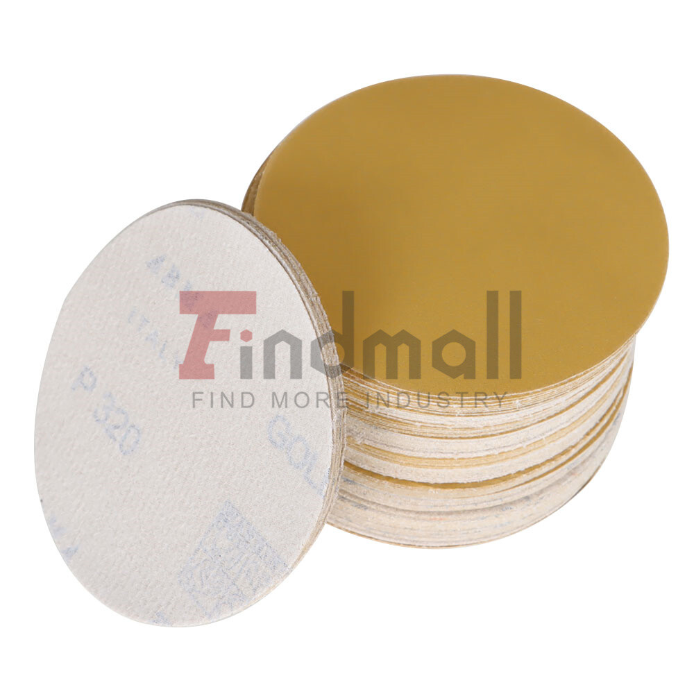 100 Pcs 320 Grit 5" NO-Hole Disc Hook Loop Pads Sanding Discs Flocking