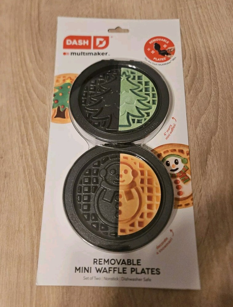 Dash Multimaker Removable Mini Waffle Plates Holiday Christmas Tree & Snowman...