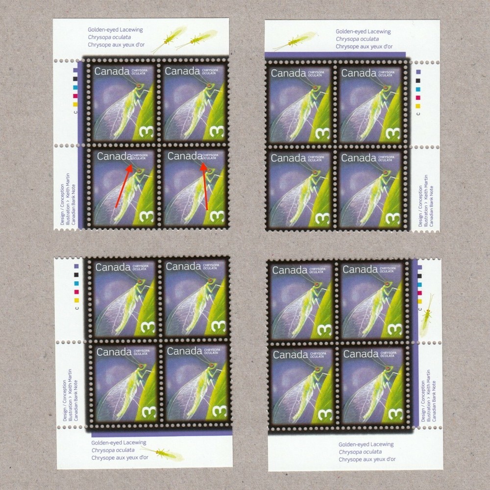 PB set with 2 ERRORS, Pos.11,12 = Insects = Canada 2007 #2235a MNH [ec100]