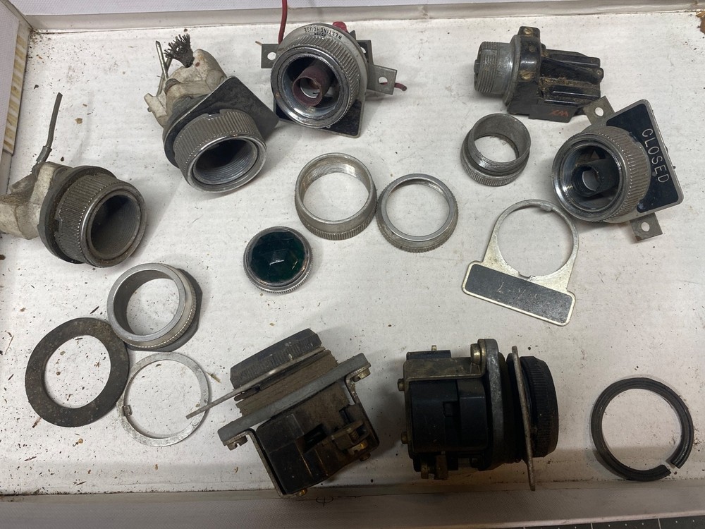 Vintage GE Illuminated Switch Indicator Panel Light Holders w/1 Glass Lens