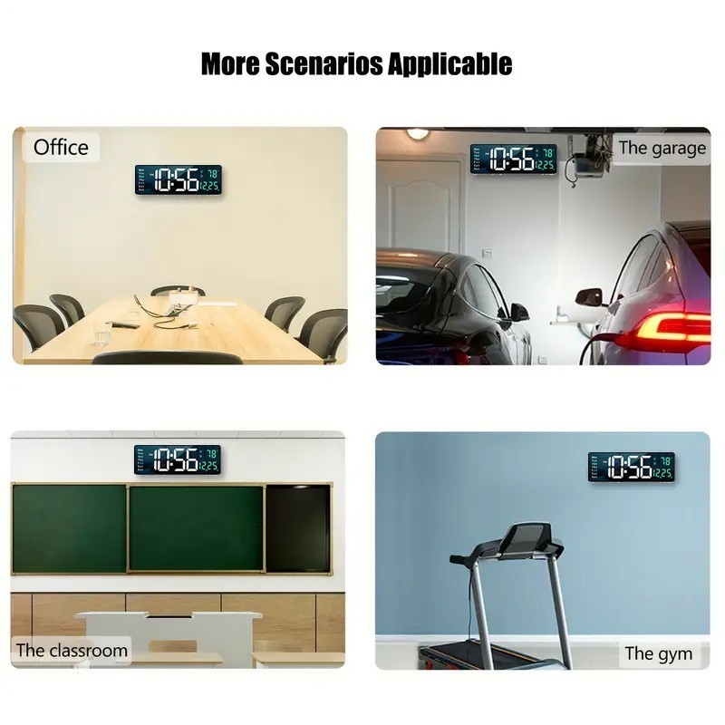 16" Large Digital Wall Mount LED Clock Count Down Timer Brightness Adjustment US