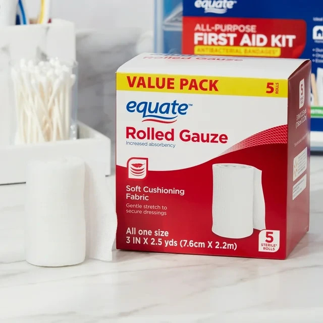 Equate Rolled Gauze, 3" x 2.5 yd, 5 Count