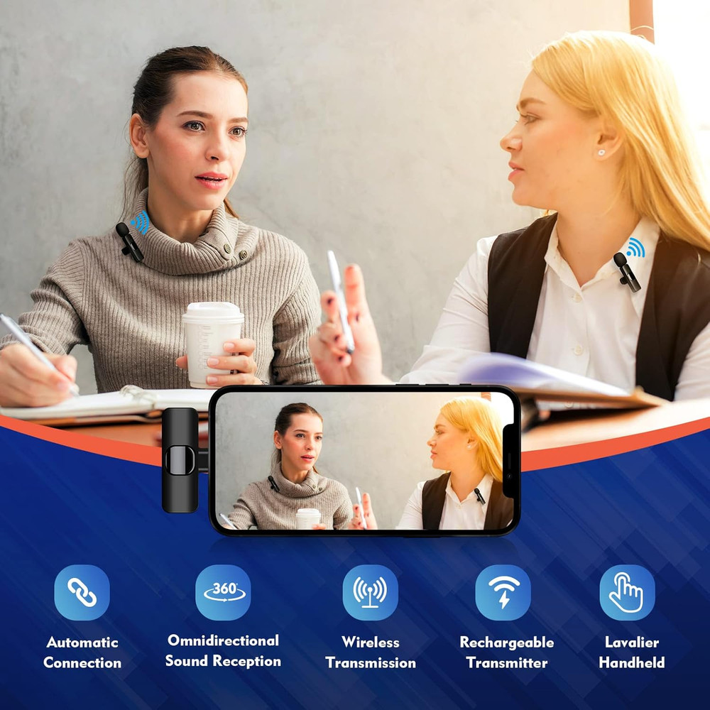 New Mini Wireless Microphone for Iphone Ipad Android,Lavalier Microphone for Vid